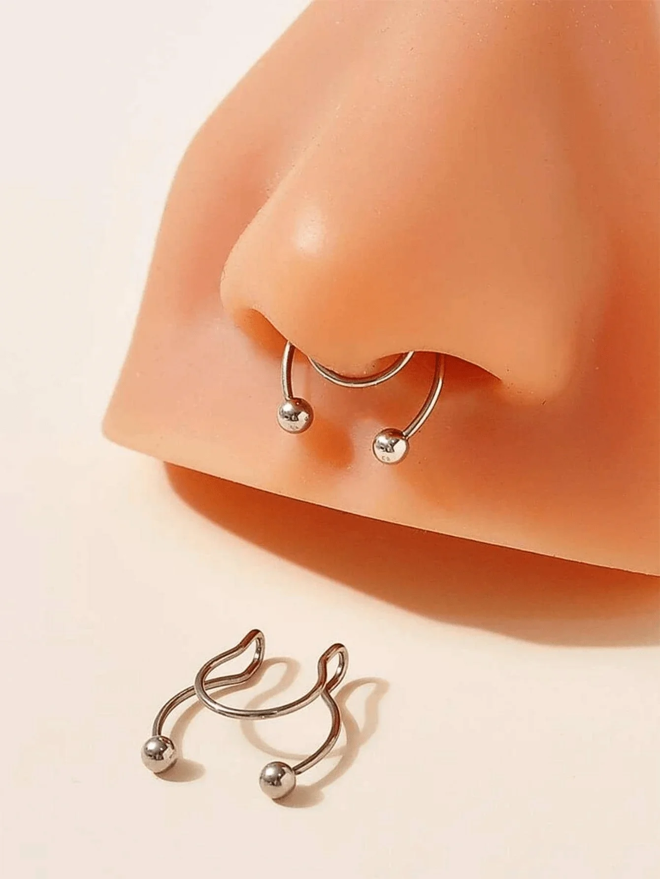 Body Jewelry Septum - 2pcs Stainless Steel Clip-On Nose Septum