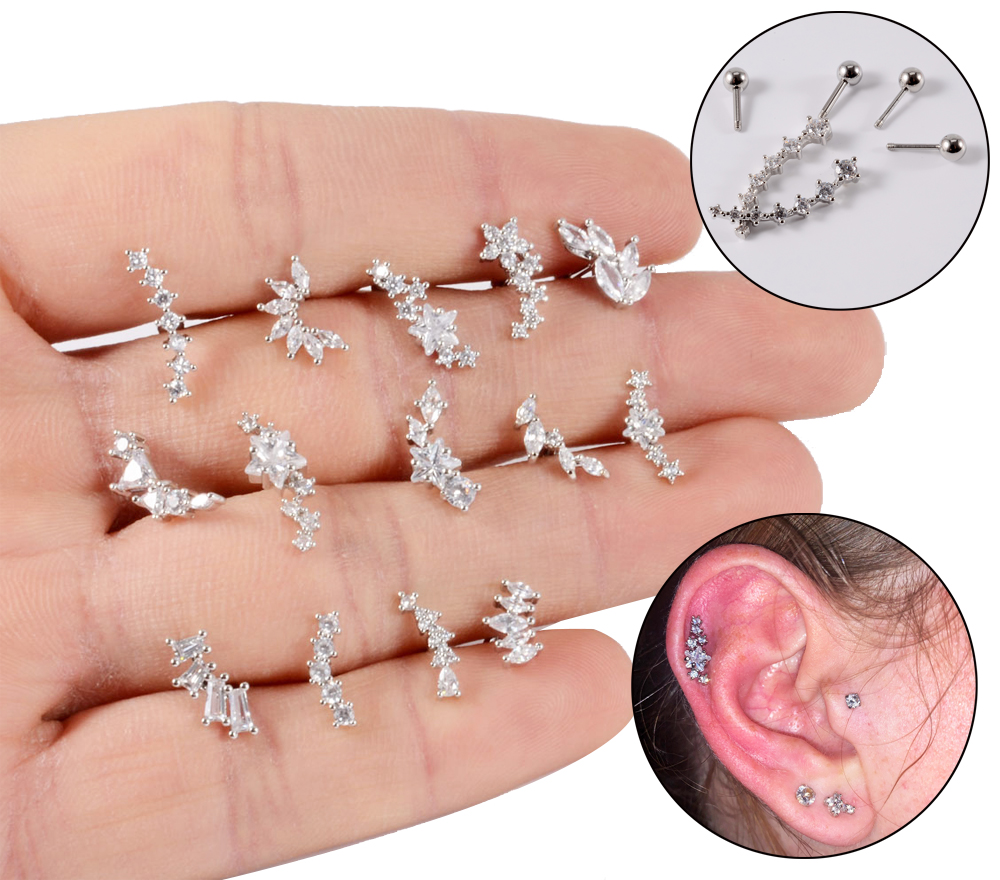 Body Jewelry Barbell - 1PC Stainless Steel Cz Ear Tragus