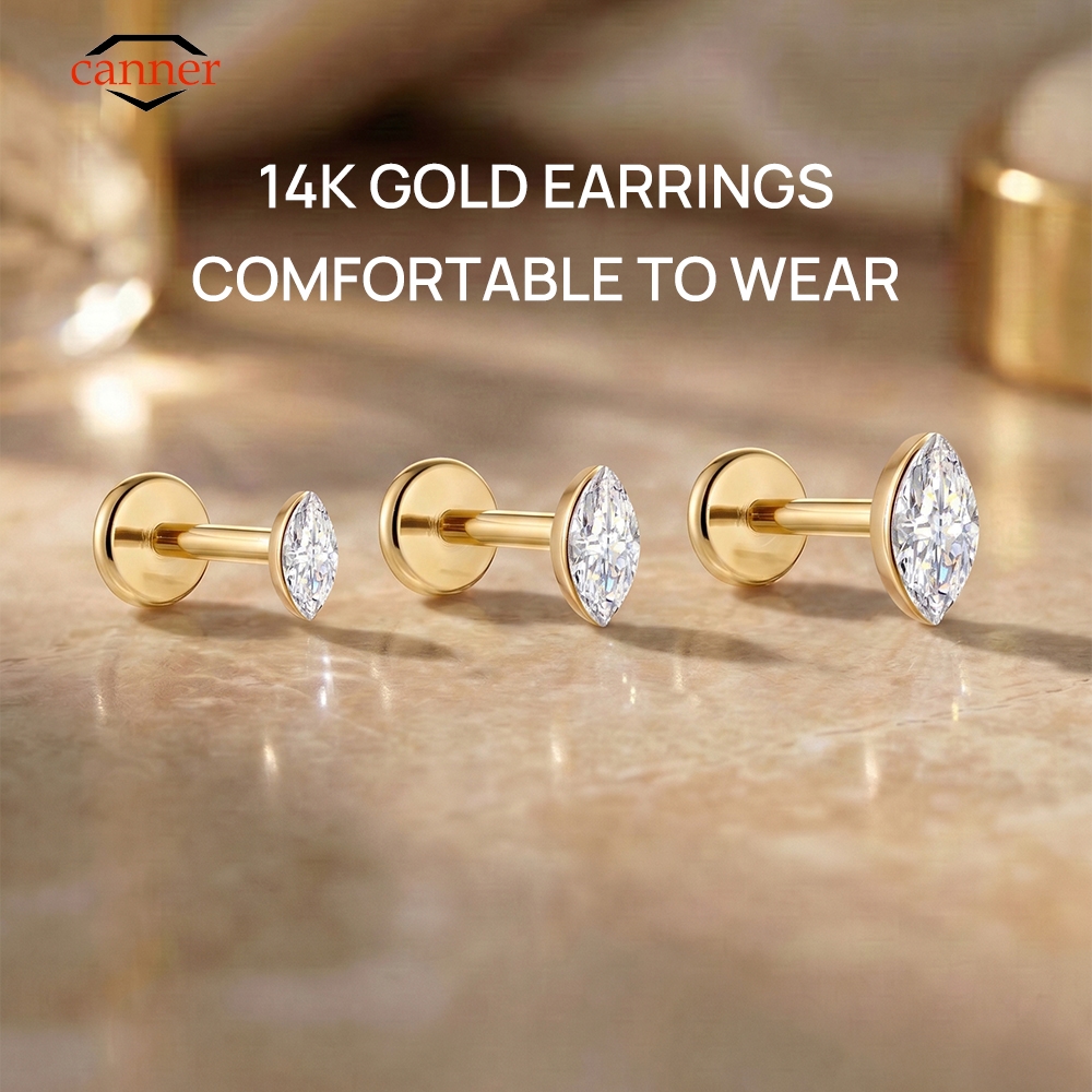 Body Jewelry Titanium - CANNER 1PC 14K Solid Gold Delicate
