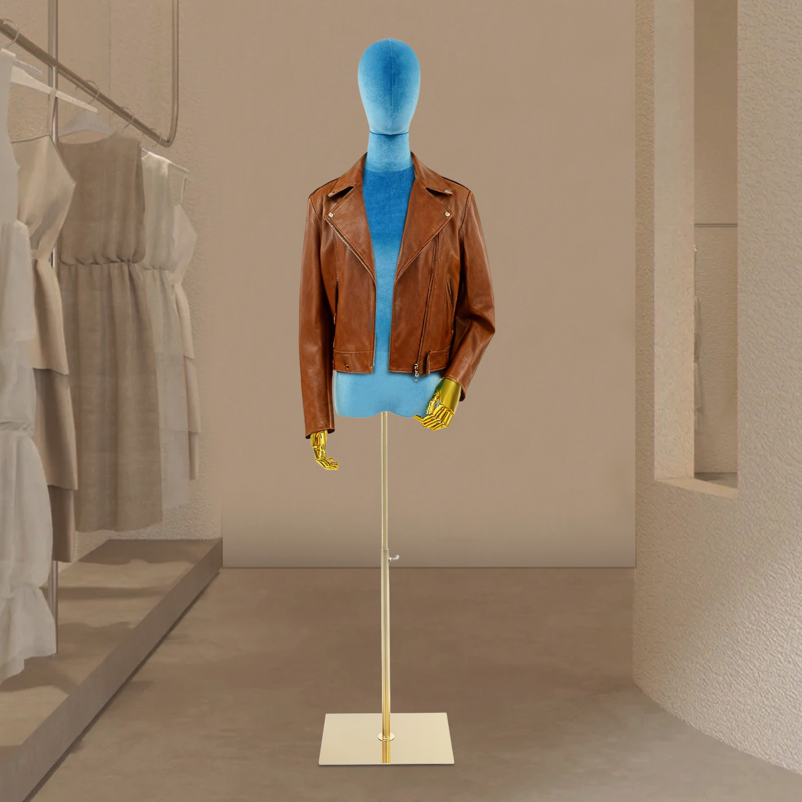 Body Jewelry In Store - Adjustable Adult Female Mannequin, Half-Length Dress