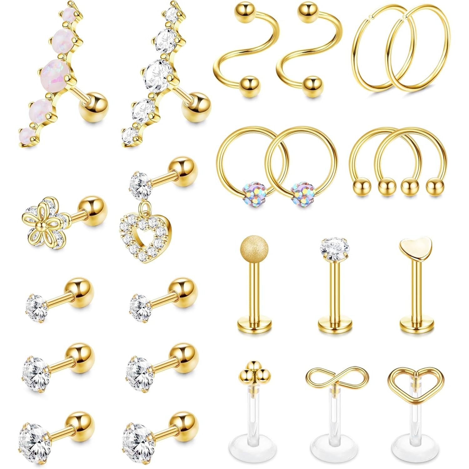 Body Jewelry Septum - Bobisty 24Pcs 16G Tragus Piercing Jewellery