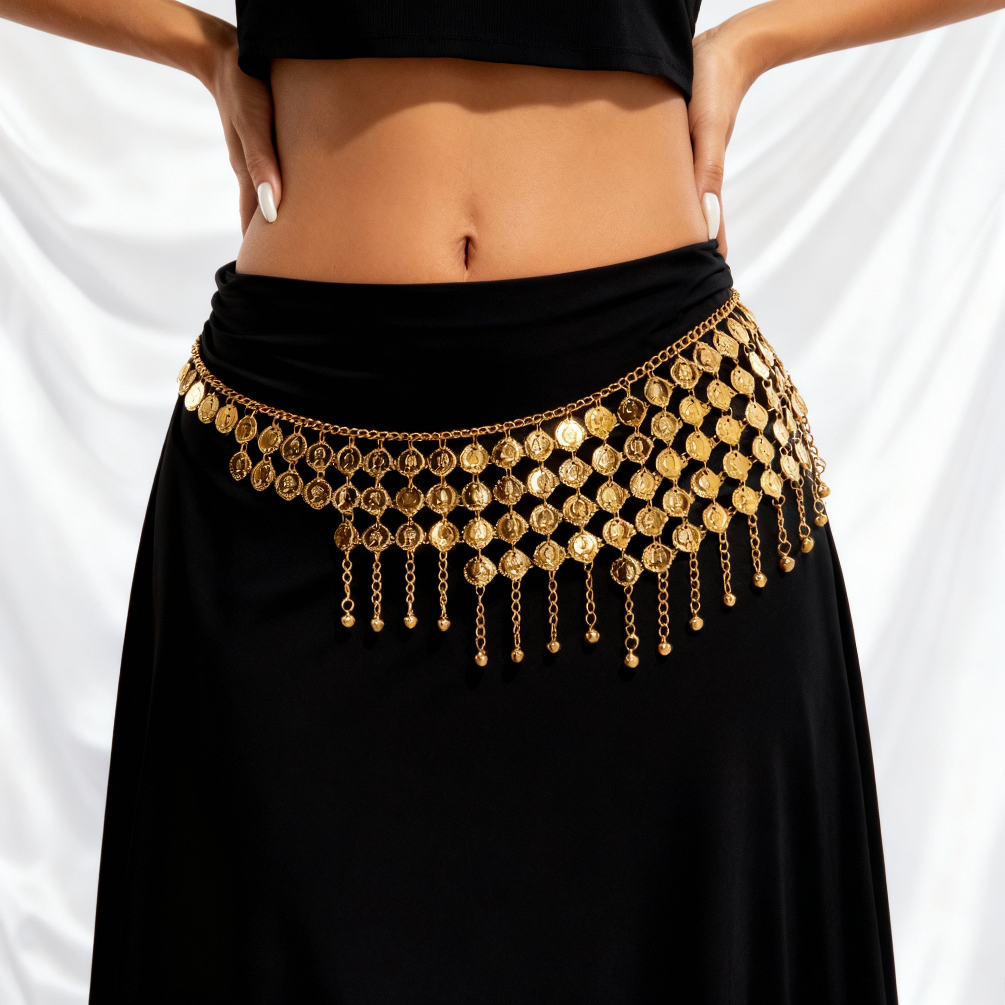 Body Jewelry Gold - Boho Beauty Portrait Coin Bell Fringe