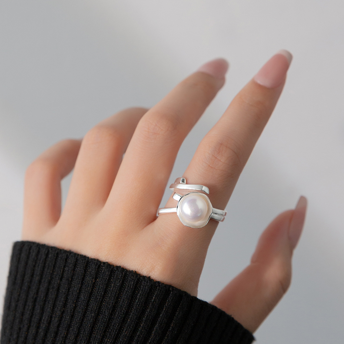 Body Jewelry Wholesale - 925 Sterling Silver Pearl Irregular Finger