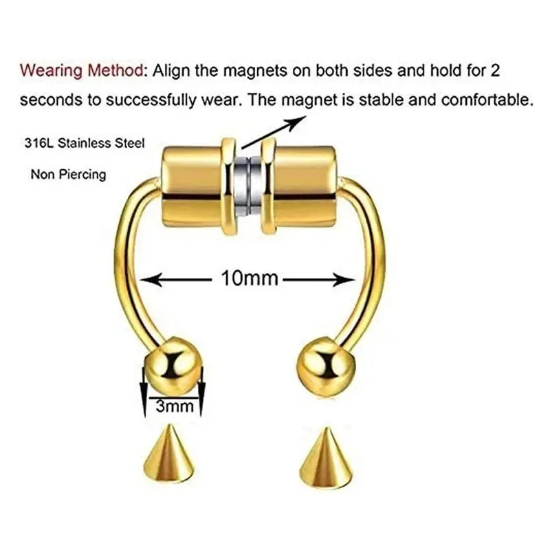 1/2/3Pcs Fake Magnetic Nose Ri – обзор и цена Body Jewelry Septum