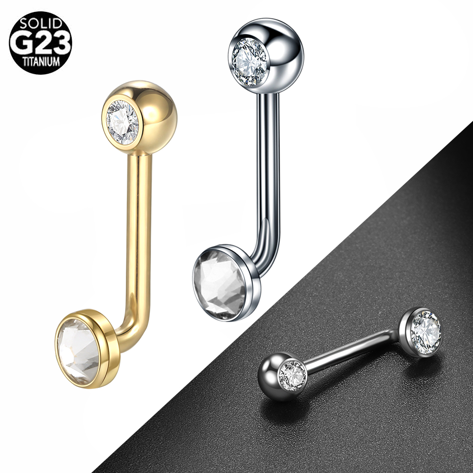 1PC G23 Titanium CZ Curved Bar – обзор и цена Body Jewelry Vch