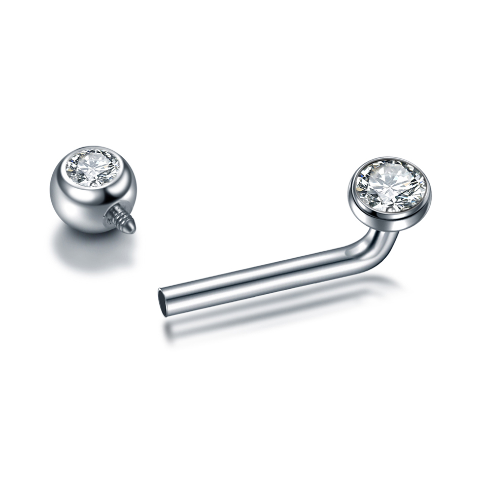 1PC G23 Titanium CZ Curved Bar – обзор и цена Body Jewelry Vch