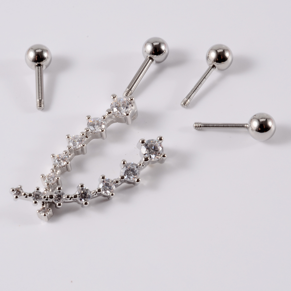 1PC Stainless Steel Cz Ear Tra – обзор и цена Body Jewelry Barbell