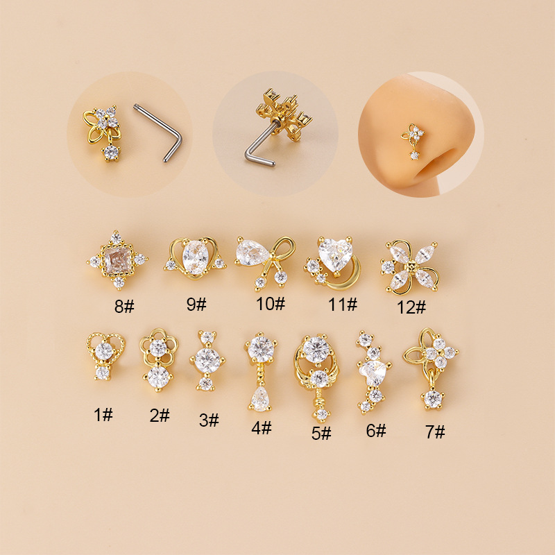 20G L-Shaped Cubic Zircon Nose – обзор и цена Body Jewelry Septum