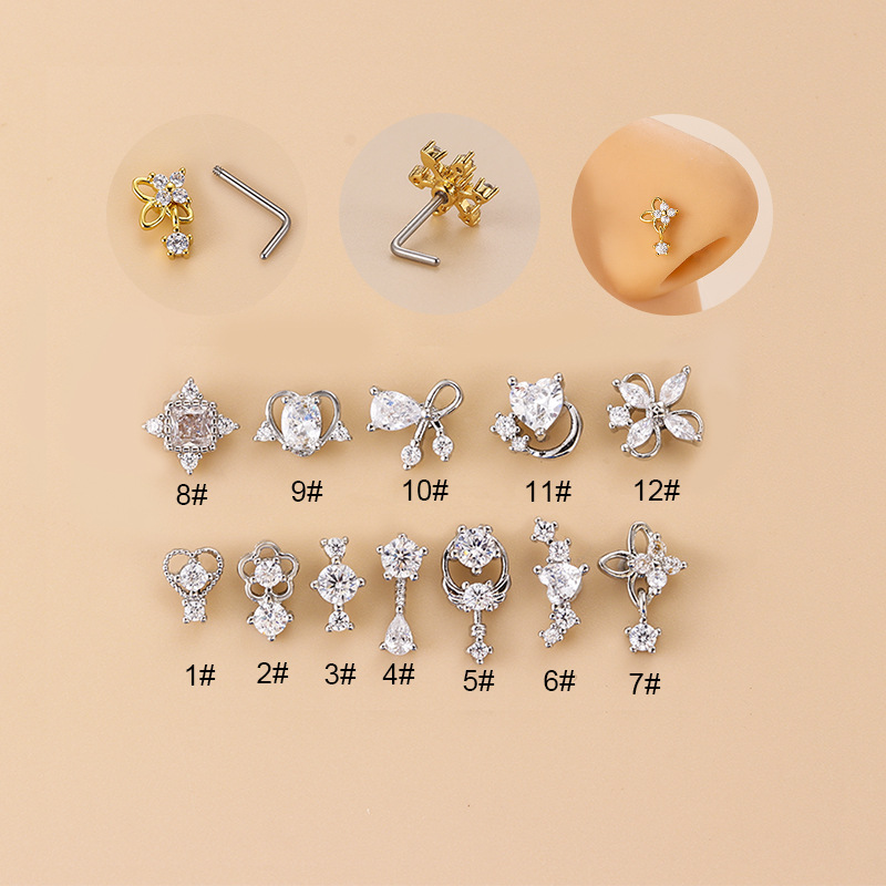 20G L-Shaped Cubic Zircon Nose – обзор и цена Body Jewelry Septum