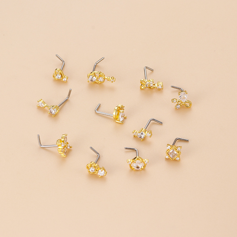 20G L-Shaped Cubic Zircon Nose – обзор и цена Body Jewelry Septum