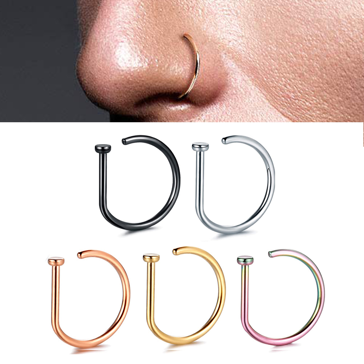 Fake Nose Ring Hoop Lip Labret – обзор и цена Body Jewelry Septum