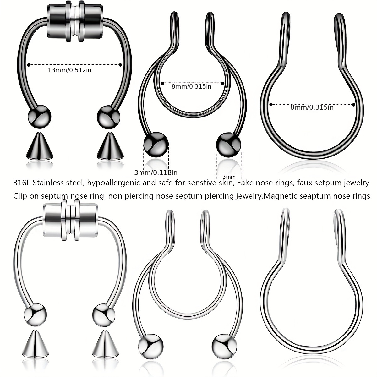 1Pcs/3Pcs Men Stainless Steel  – обзор и цена Body Jewelry Changing Kit