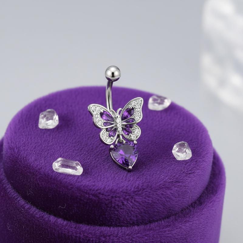 1Pcs Purple Zircon Dangle Bell – обзор и цена Body Jewelry Titanium