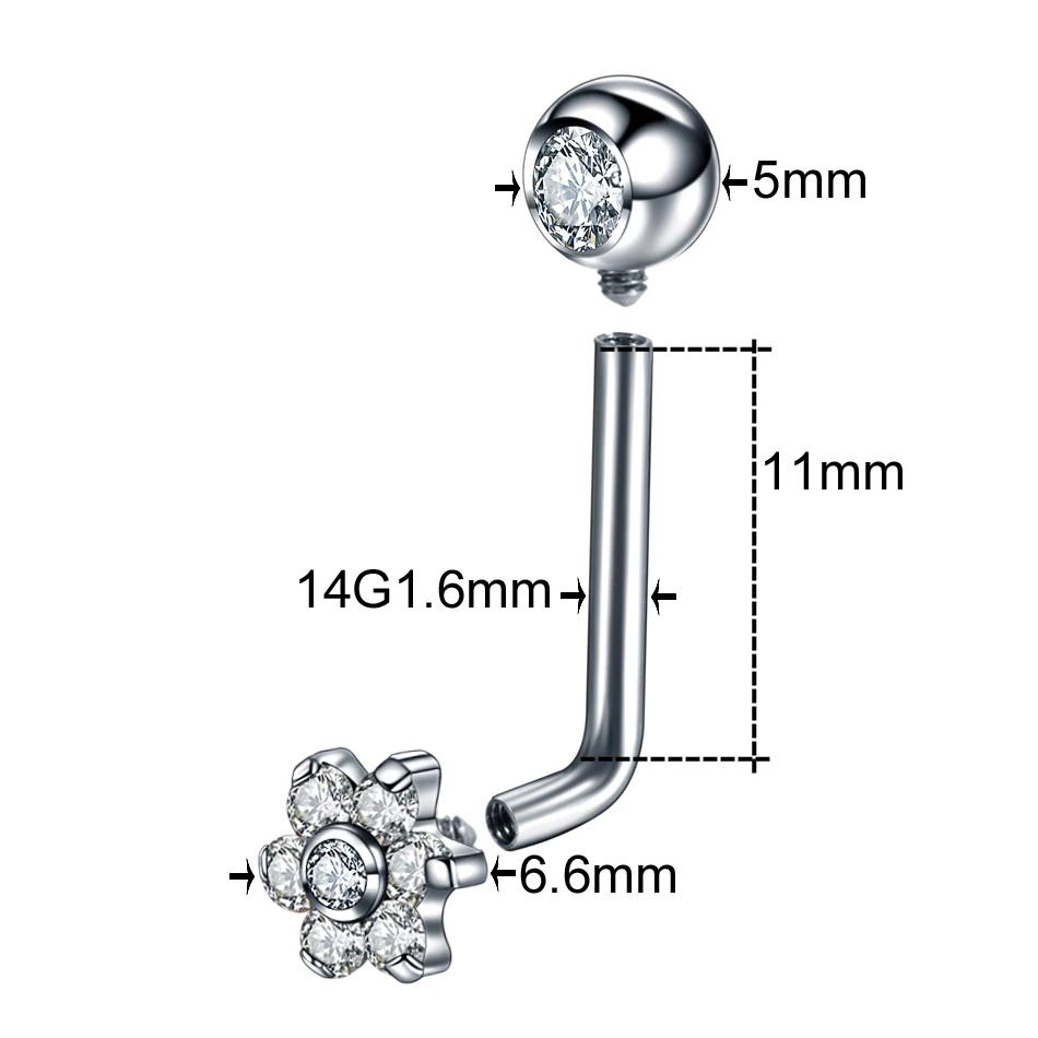 1Pc G23 Titanium Crystal Flowe – обзор и цена Body Jewelry Vch