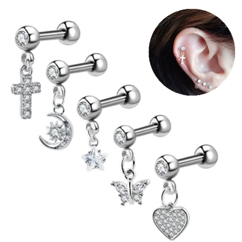 1PCS Moon Ear Cartilage Stud E – обзор и цена Body Jewelry Barbell
