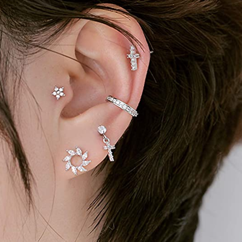 1PCS Moon Ear Cartilage Stud E – обзор и цена Body Jewelry Barbell