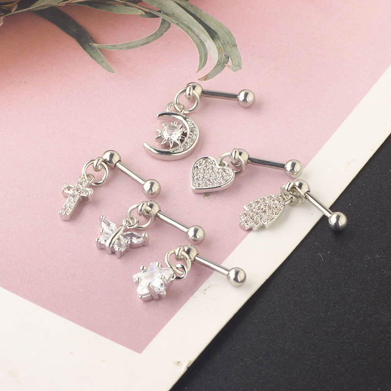 1PCS Moon Ear Cartilage Stud E – обзор и цена Body Jewelry Barbell