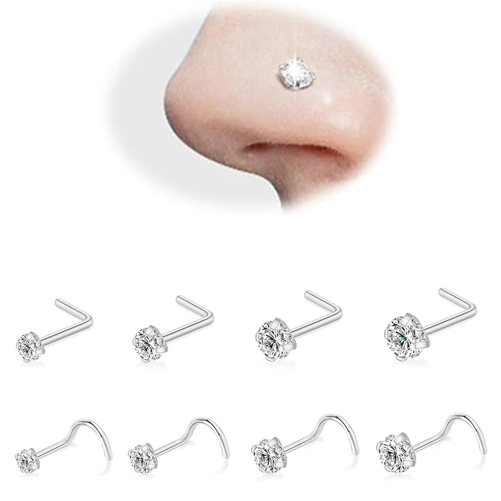 8Pcs 20G Zircon Nose Studs Set – обзор и цена Body Jewelry Changing Kit