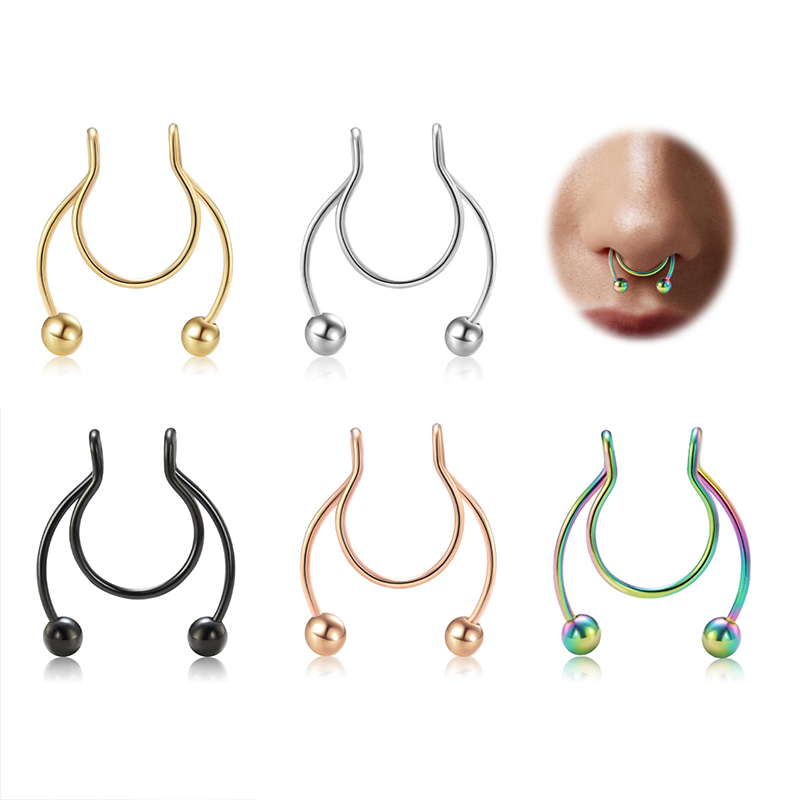20G Fake Nose Rings Hoop Clip- – обзор и цена Body Jewelry Septum