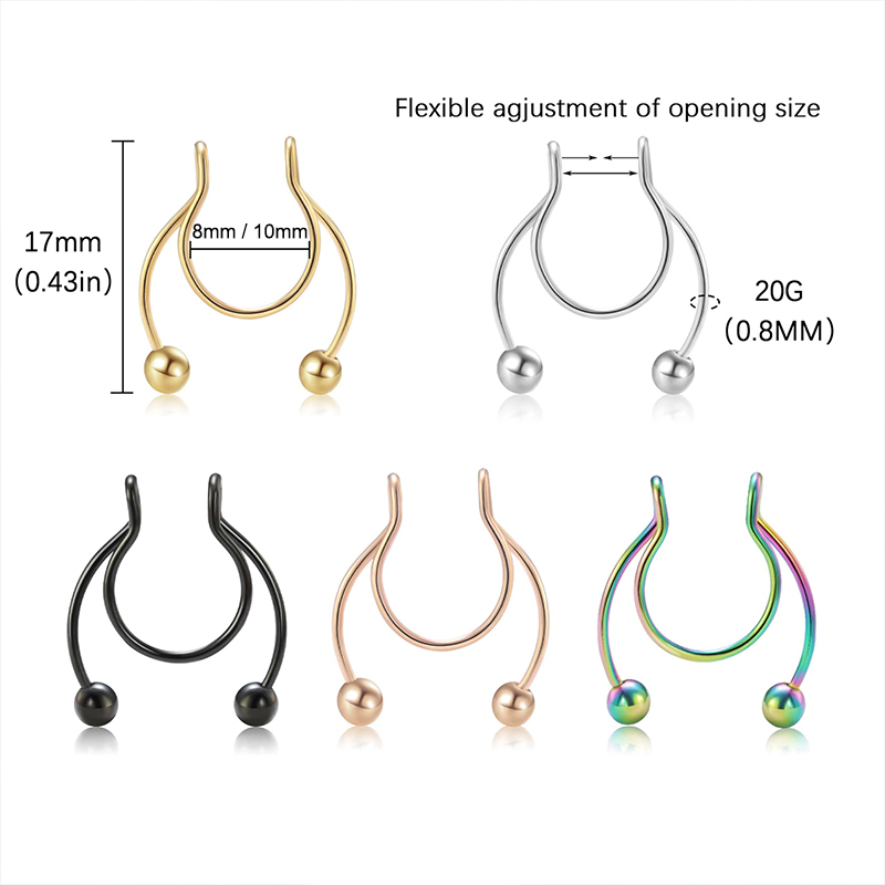 20G Fake Nose Rings Hoop Clip- – обзор и цена Body Jewelry Septum