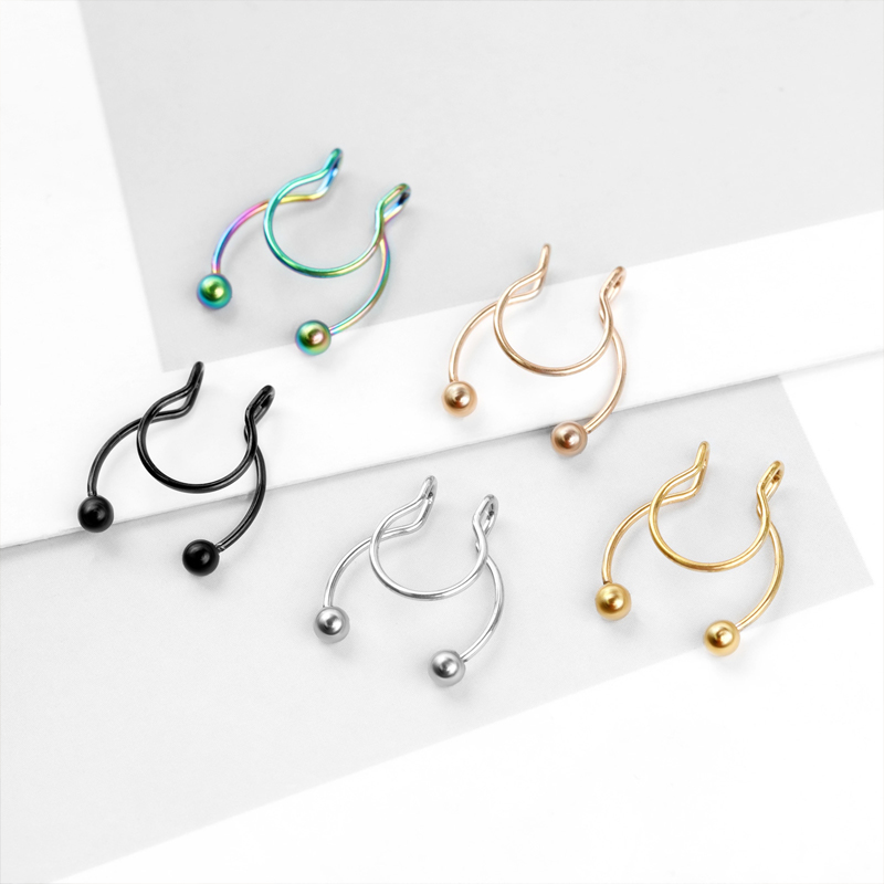 20G Fake Nose Rings Hoop Clip- – обзор и цена Body Jewelry Septum