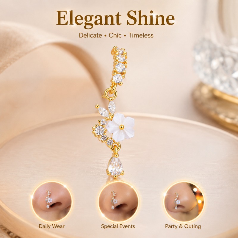 Stylish Floral Zircon Nose Hoo – обзор и цена Body Jewelry Septum