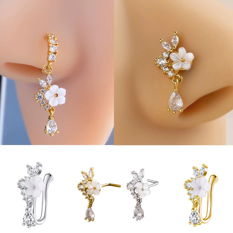 Stylish Floral Zircon Nose Hoo – обзор и цена Body Jewelry Septum