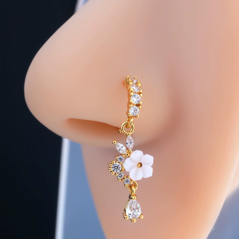 Stylish Floral Zircon Nose Hoo – обзор и цена Body Jewelry Septum